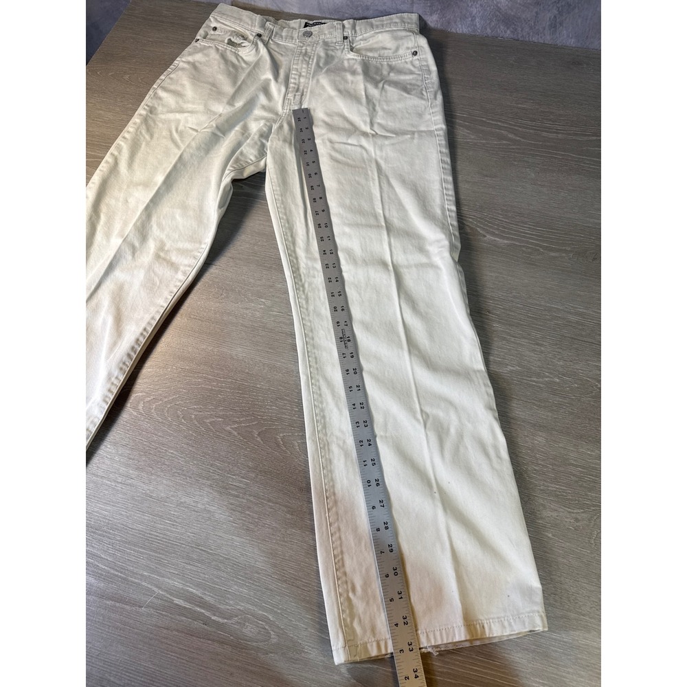 Polo Jeans Co Ralph Lauren Mens 33x33 Off White Straight Leg Cotton Pants - Picture 7 of 14